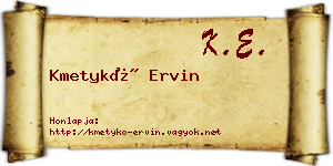 Kmetykó Ervin névjegykártya
