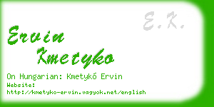 ervin kmetyko business card
